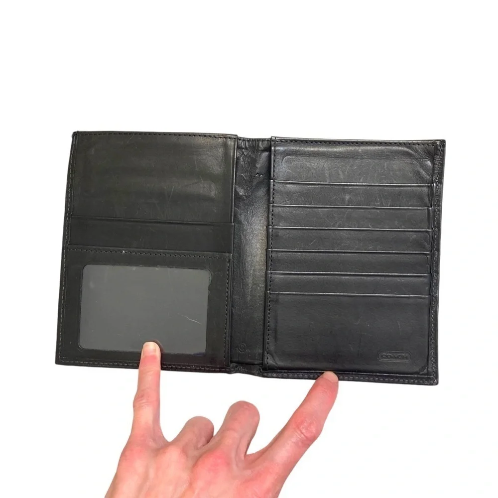 Coach vintage black leather travel wallet passport holder